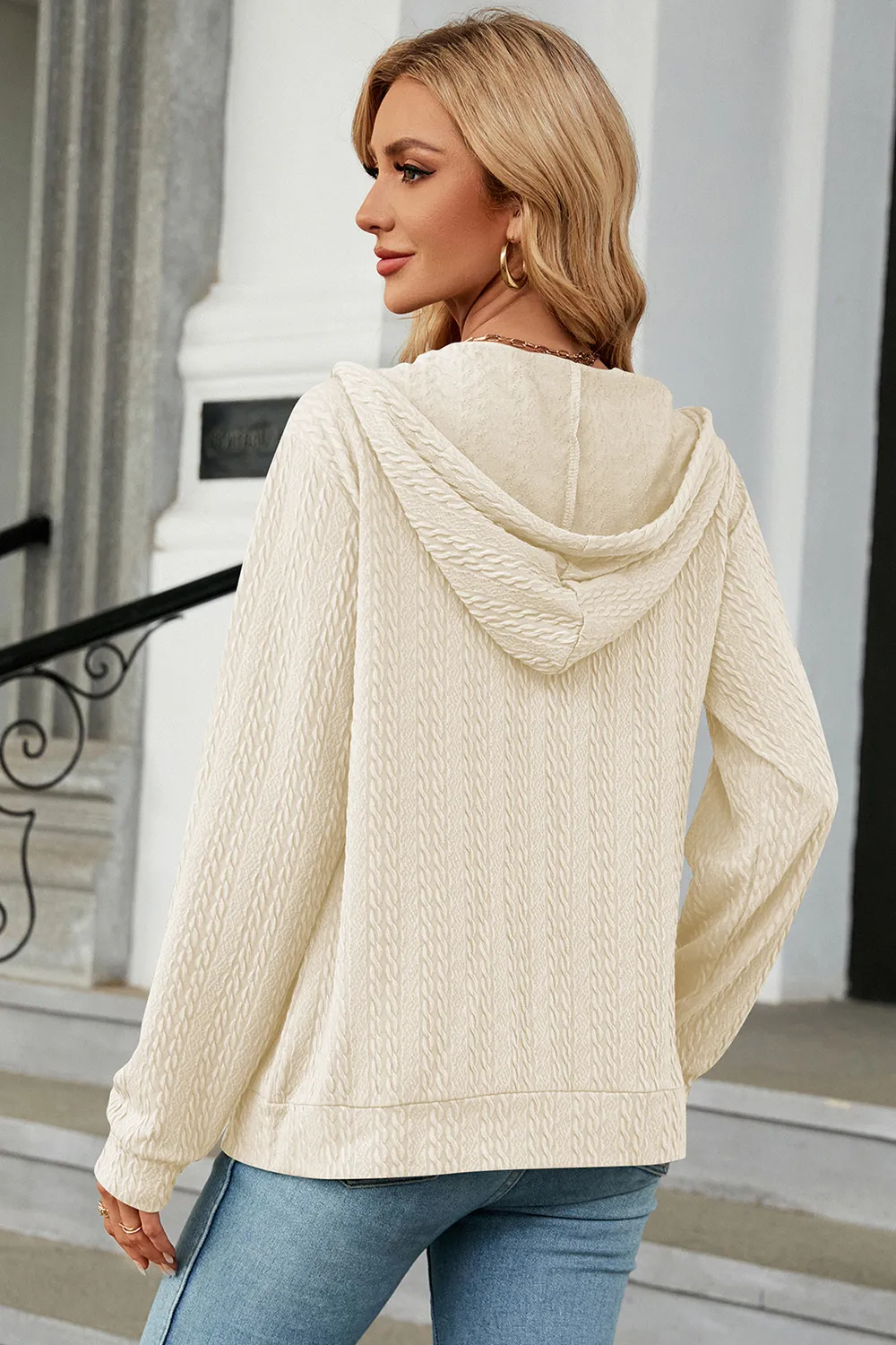 Drawstring Zip Up Long Sleeve Hoodie, image 24