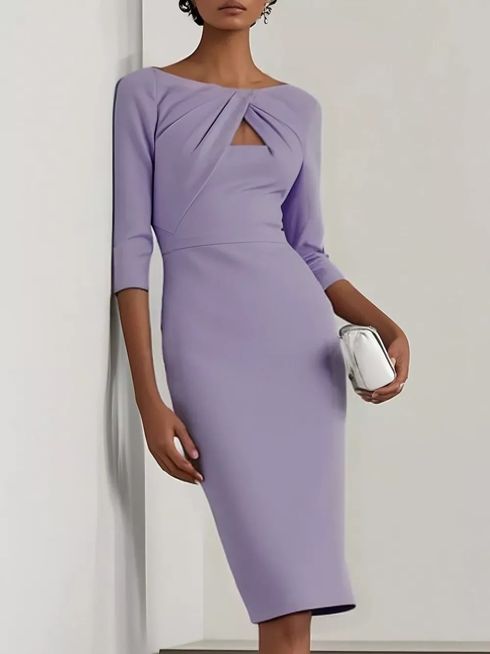 Twist-Front Cutout Midi Dress, image 6