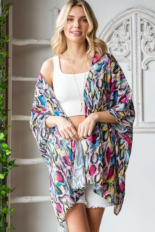 Full Size Multi Color Snake Open Cardigan Plus Size, image 7