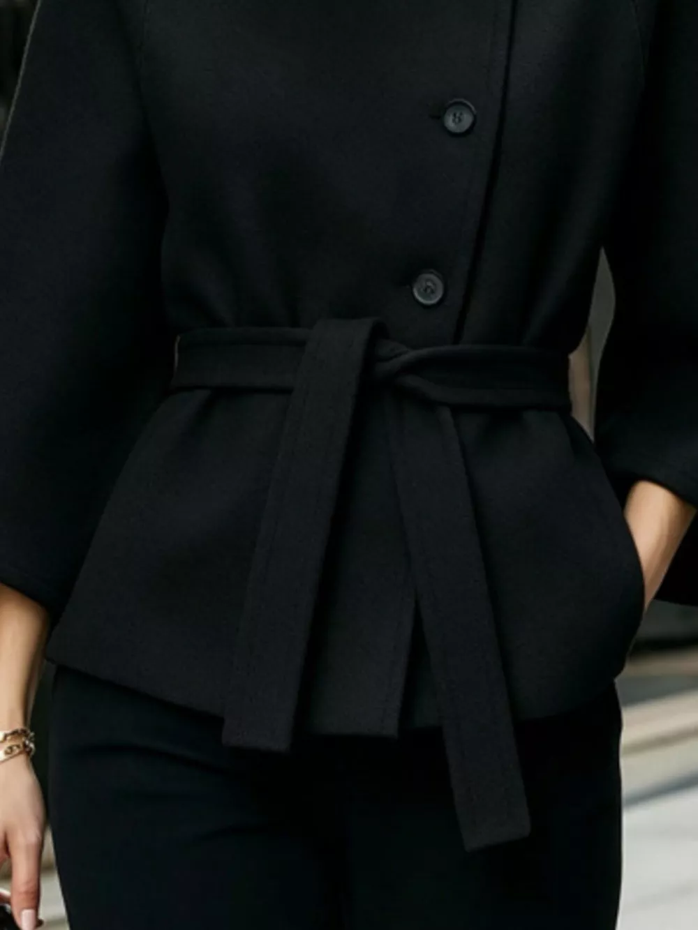 Button Down Cape Coat with Belted Waist, image 9