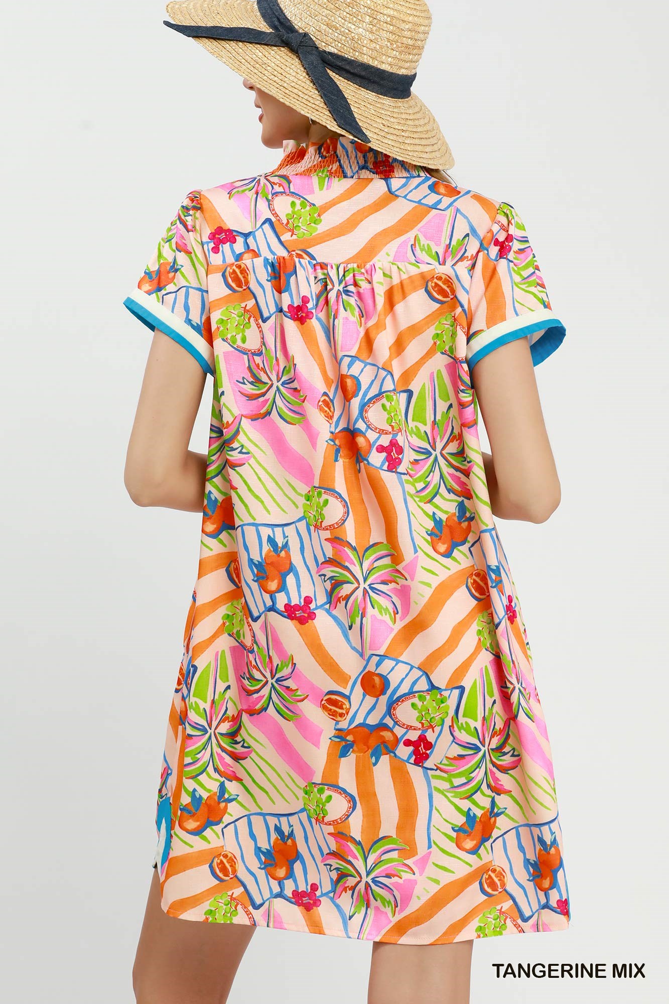 Tropical Print Collared Shift Dress, image 3