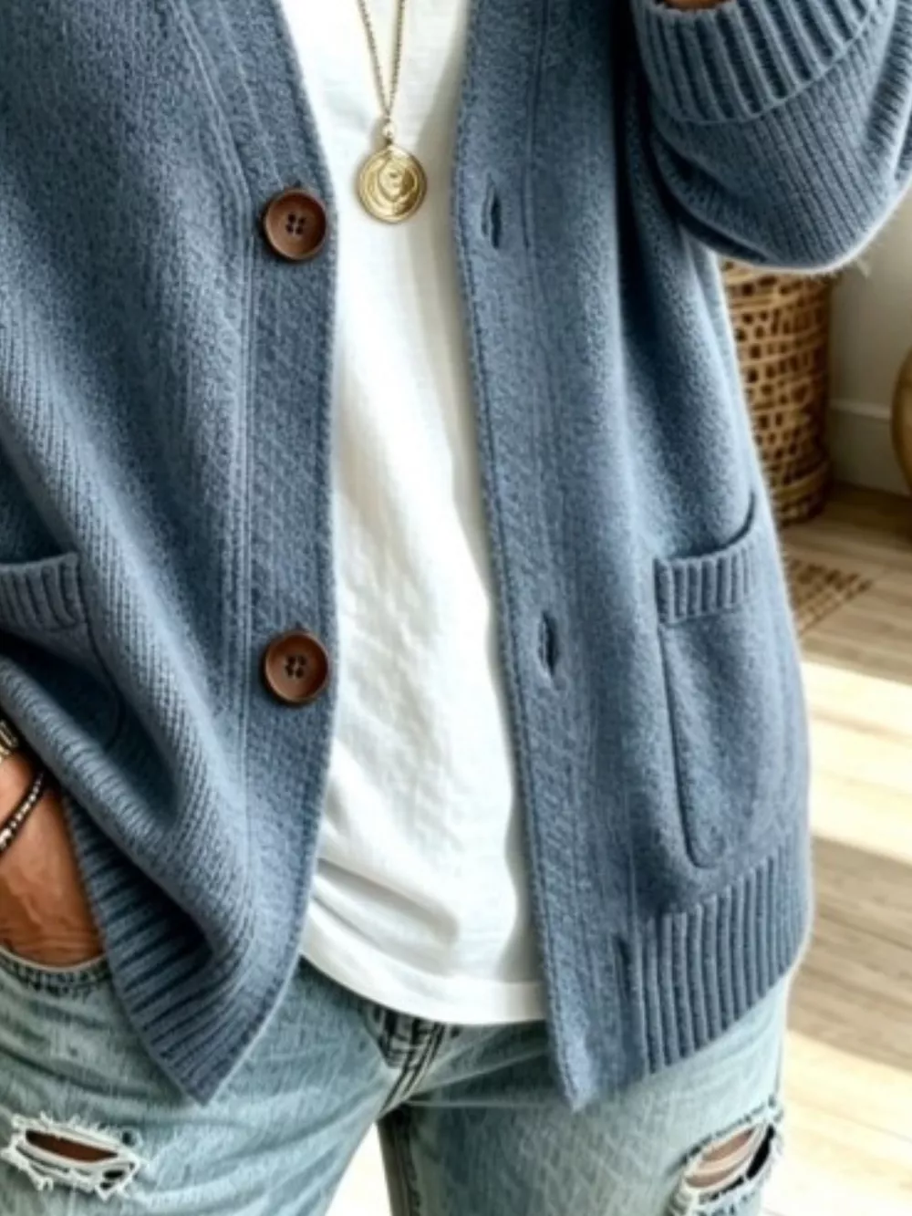 Full Size Button Up Raglan Sleeve Cardigan Plus Size, image 18