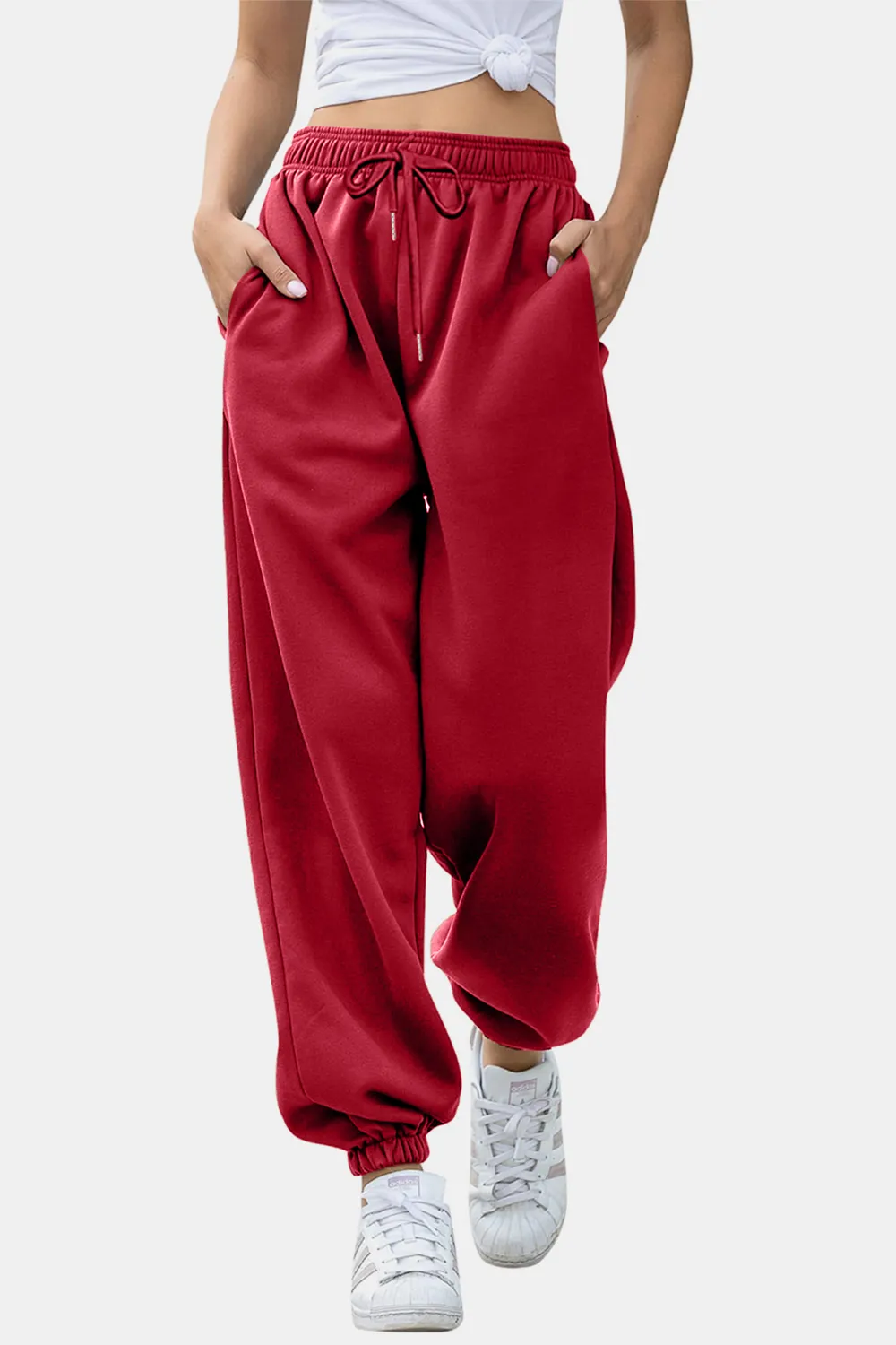 Elastic Waist Joggers with Pockets, image 14