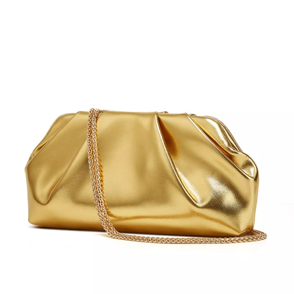Ruched Shoulder Bag with Chain Strap, image 5