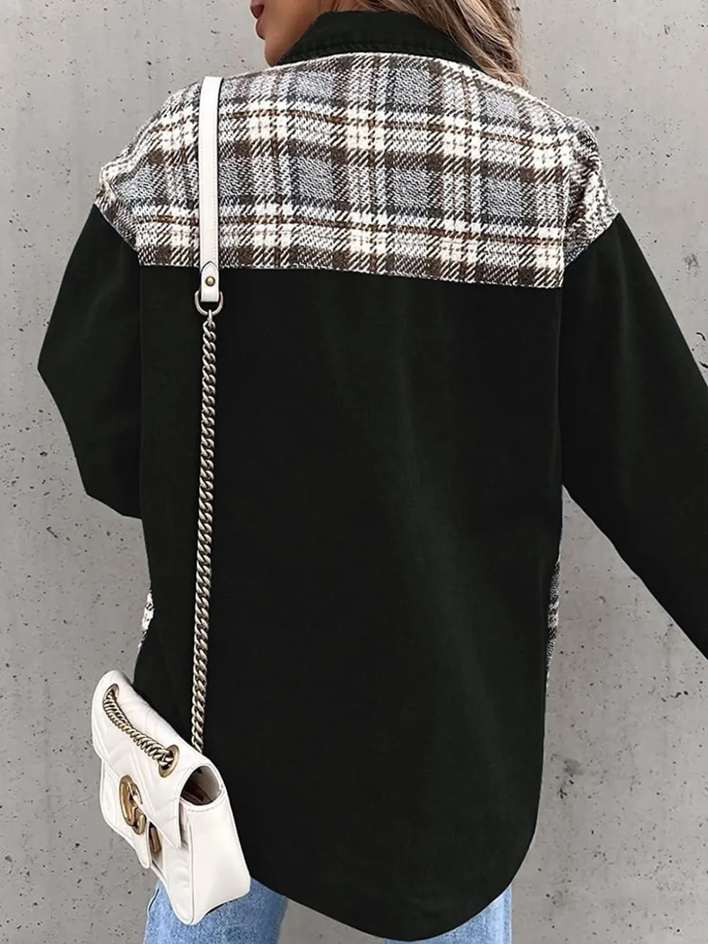 Plaid Button Up Dropped Shoulder Jacket, image 3