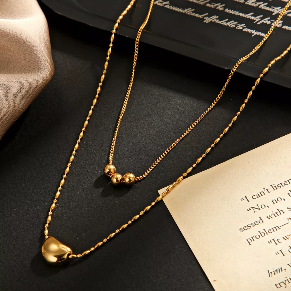18K Gold-Plated Double Layered Necklace, image 4