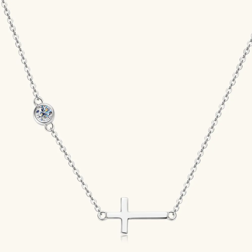 Cross 925 Sterling Silver Moissanite Necklace, image 6