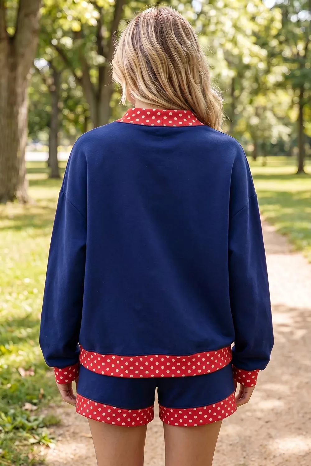 Polka Dot Trim Top and Shorts Set, image 4