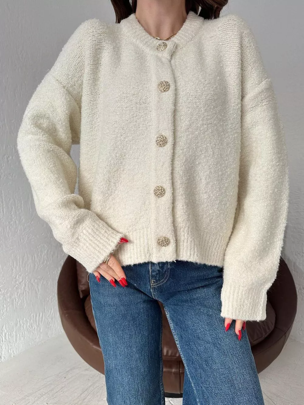 Button-Up Drop Shoulder Cardigan, image 7