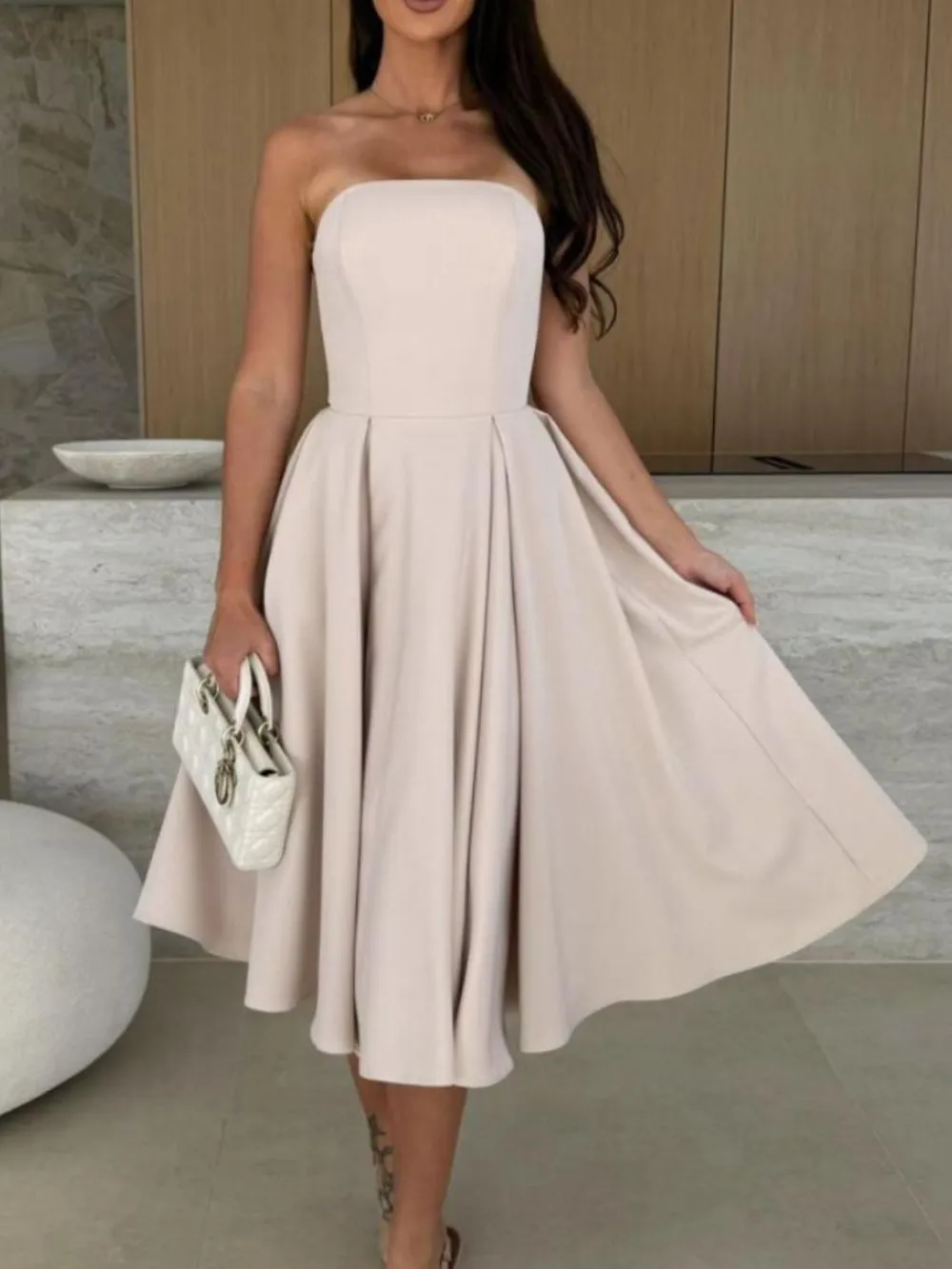 Solid Color Tube Midi Dress, image 10