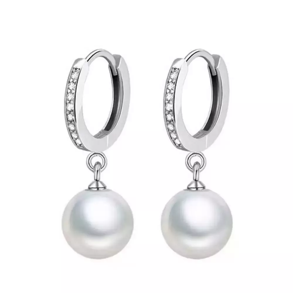 Pearl Drop Hoop Earrings, image 7