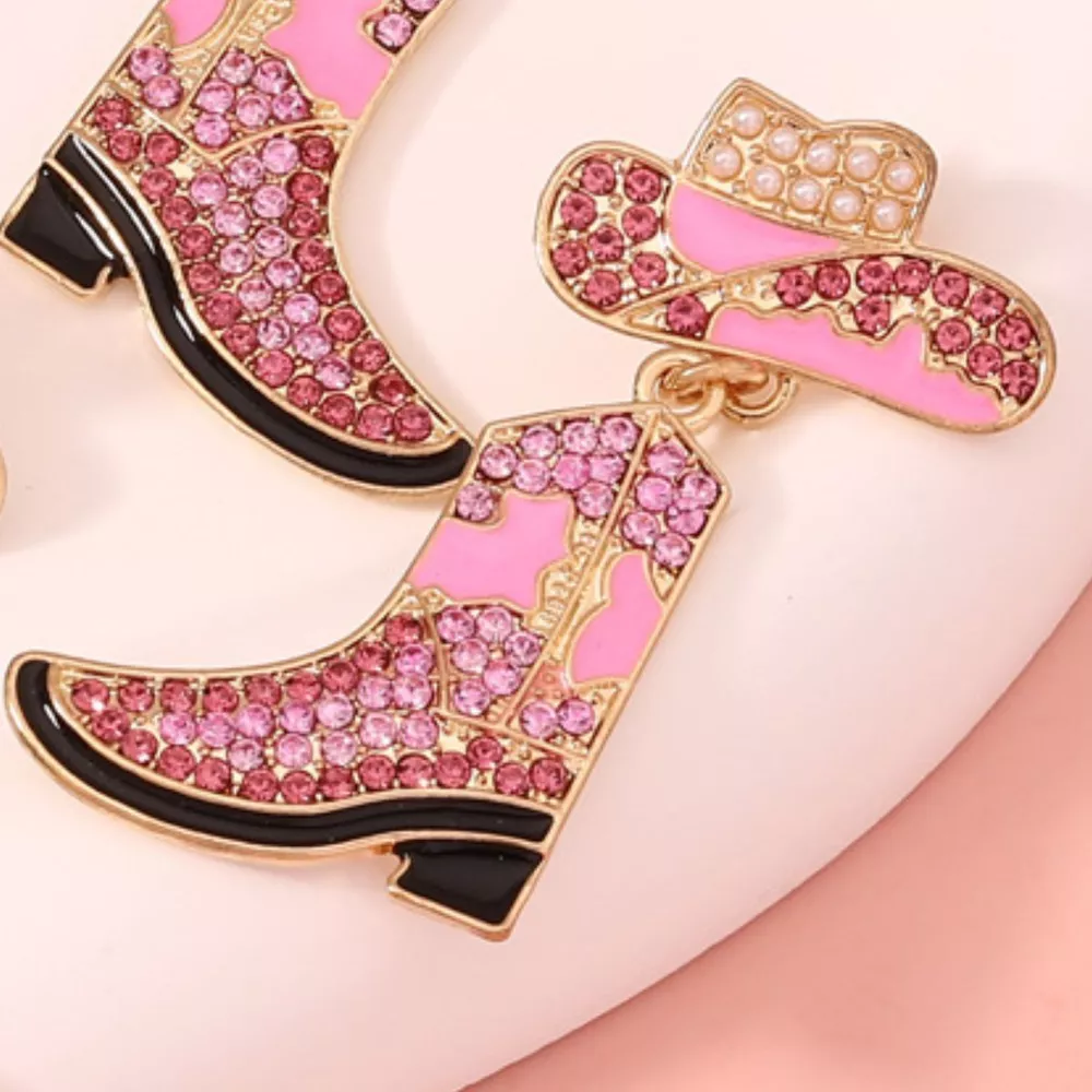 Rhinestone Boot Dangle Earrings, image 4