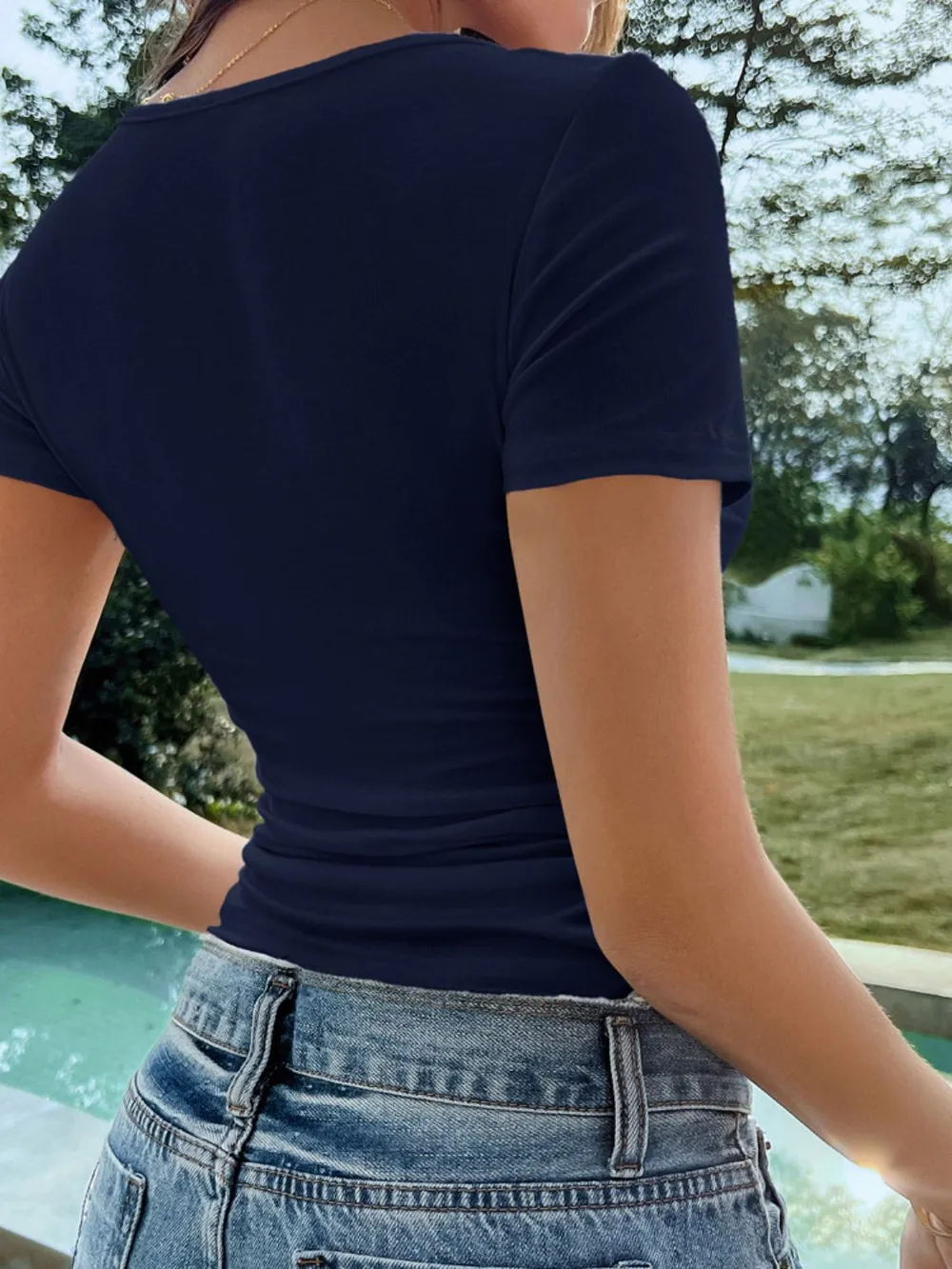 Star Scoop Neck Short Sleeve T-Shirt, image 30