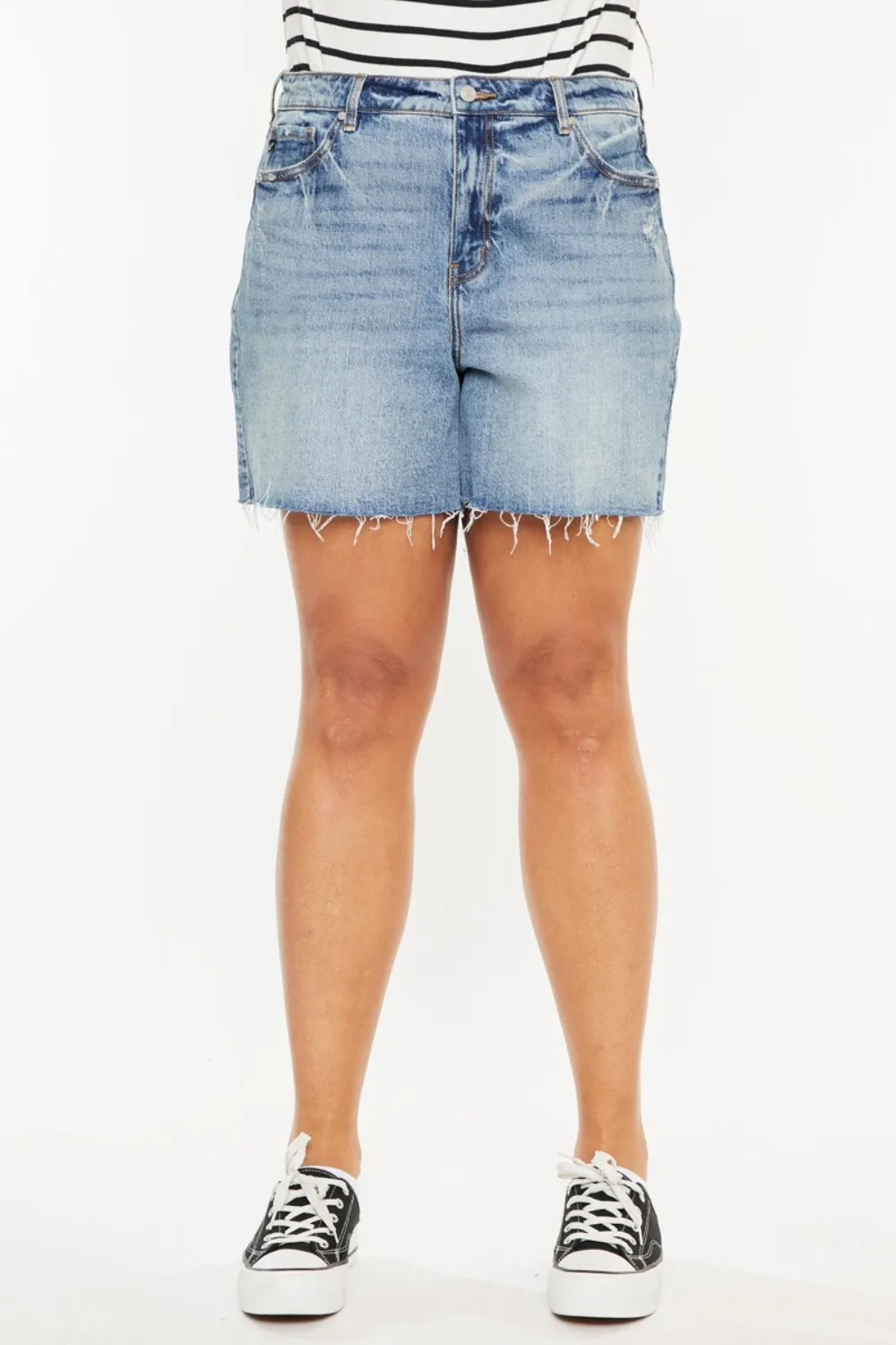 Full Size Raw Hem High Waist Denim Shorts, image 12