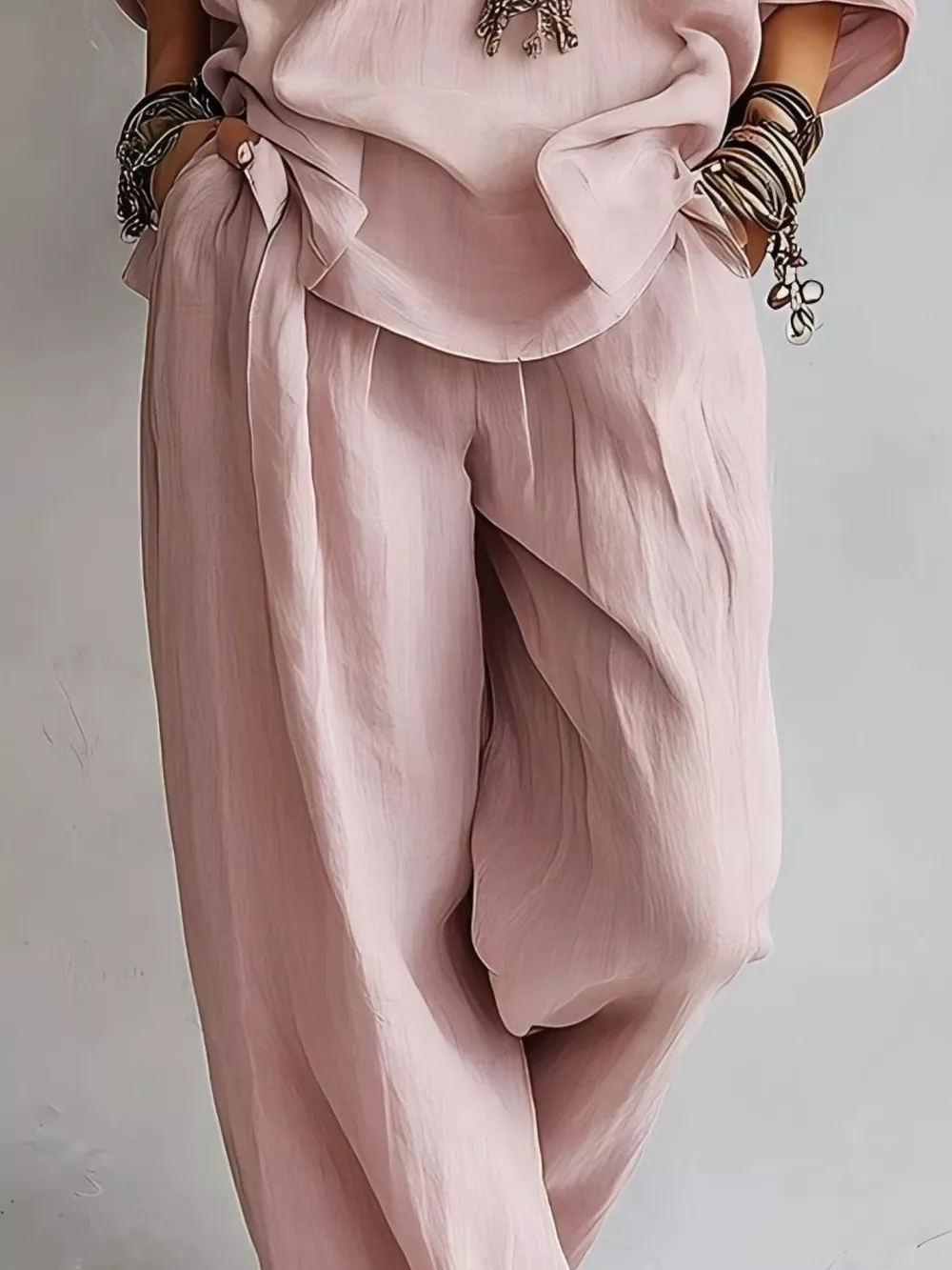 Off-Shoulder Loose Fit Top and Pants Two-Piece Set, image 4
