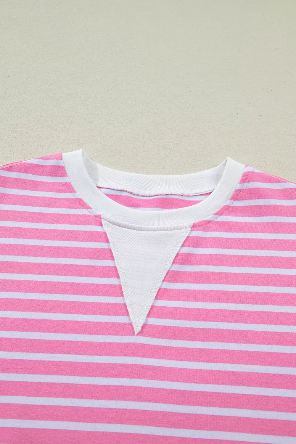 Stripe Round Neck Drop Shoulder Short Sleeve Loose Top, image 5