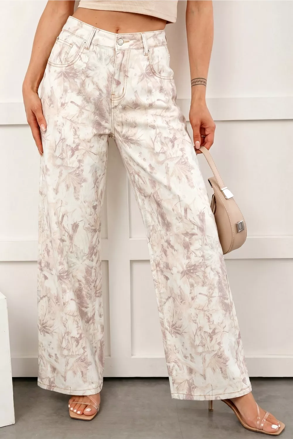 Woodland Camo Tummy Control Denim Wide Leg Jeans, image 2