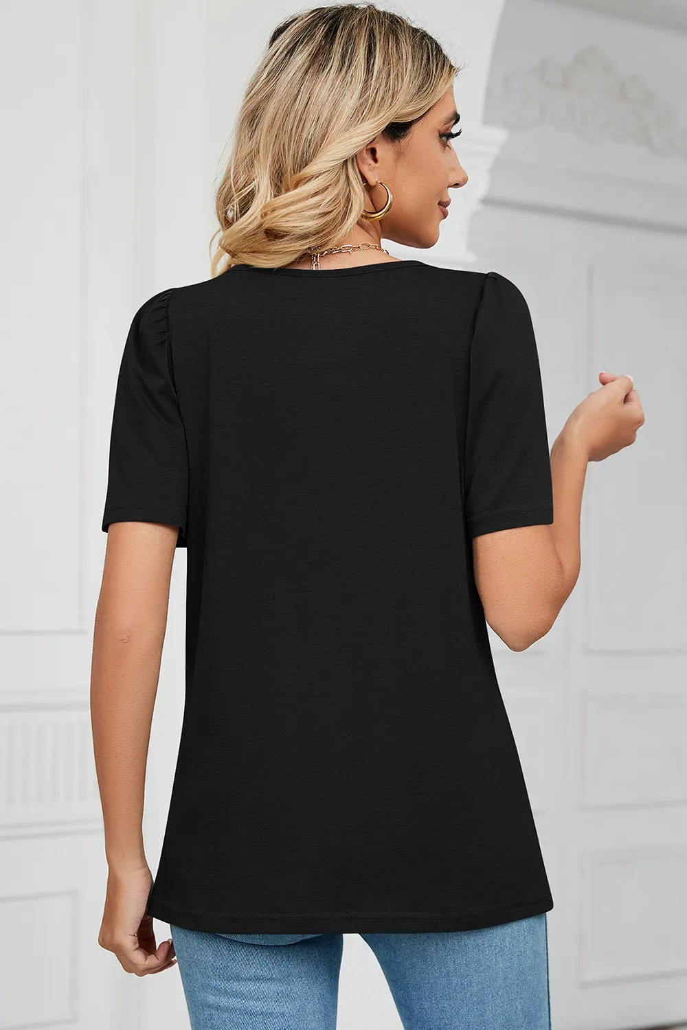 Square Neck Short Sleeve T-Shirt, image 16