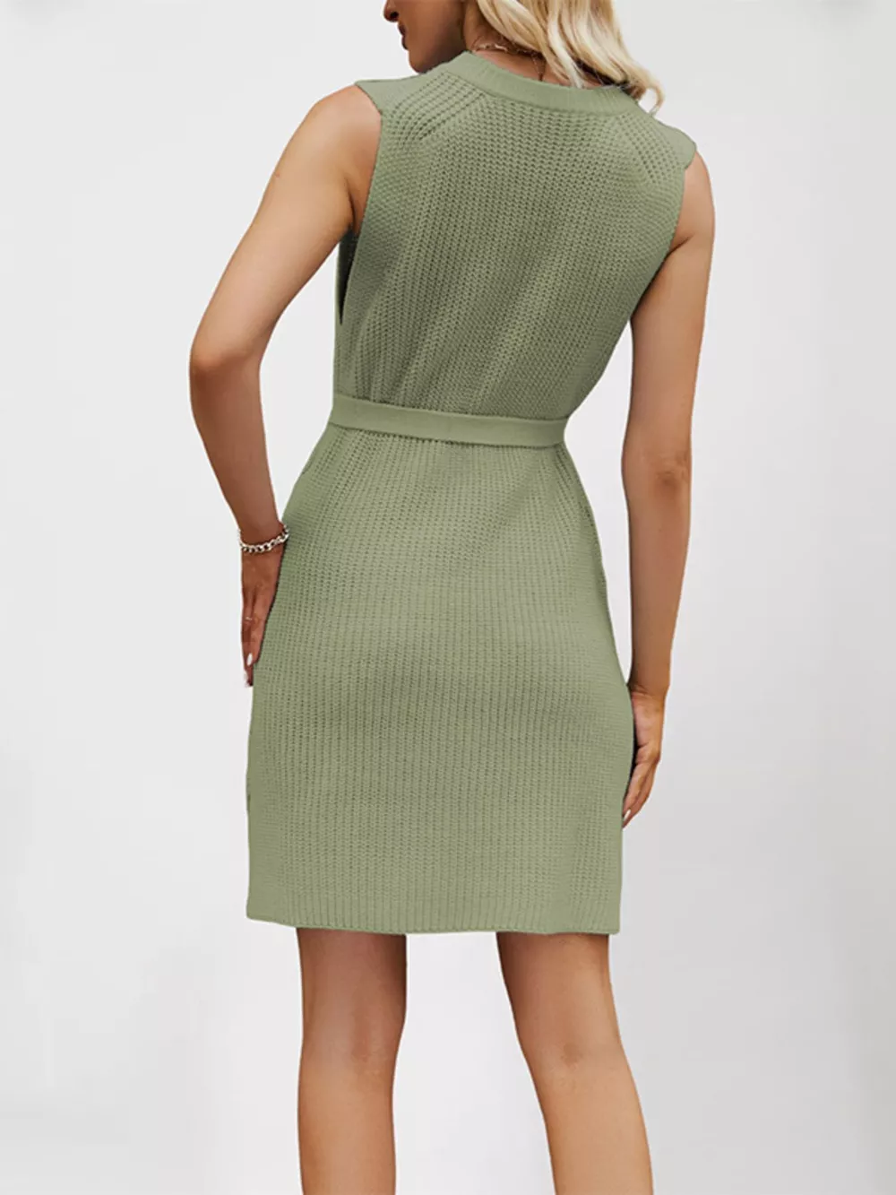 Round Neck Sleeveless Knit Mini Dress, image 5