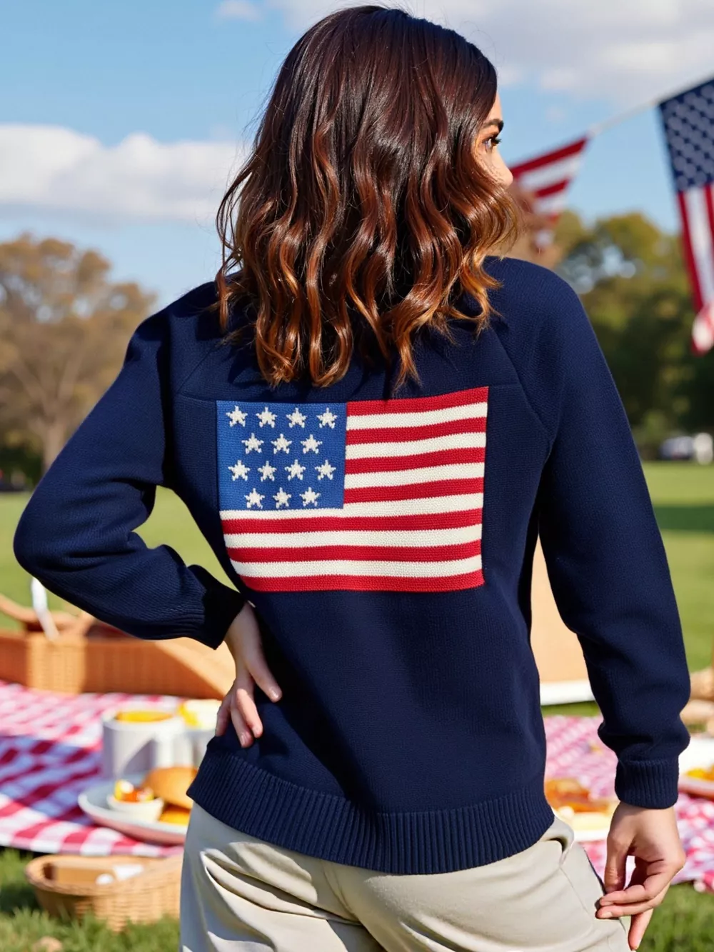 US Flag Button Up Cardigan, image 9
