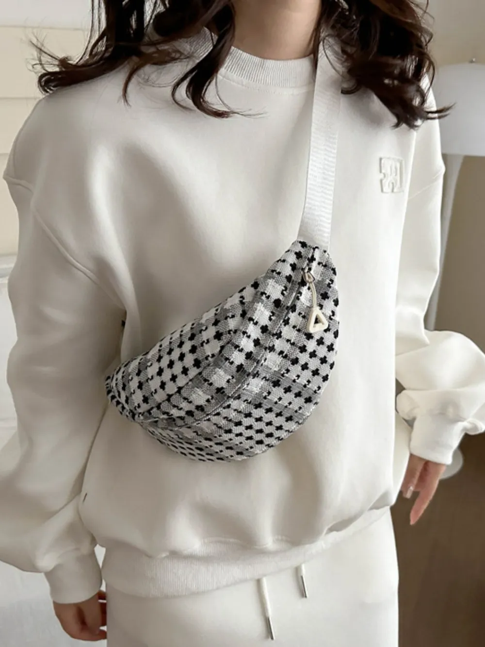 Plaid Wide Strap Crossbody Bag, image 3