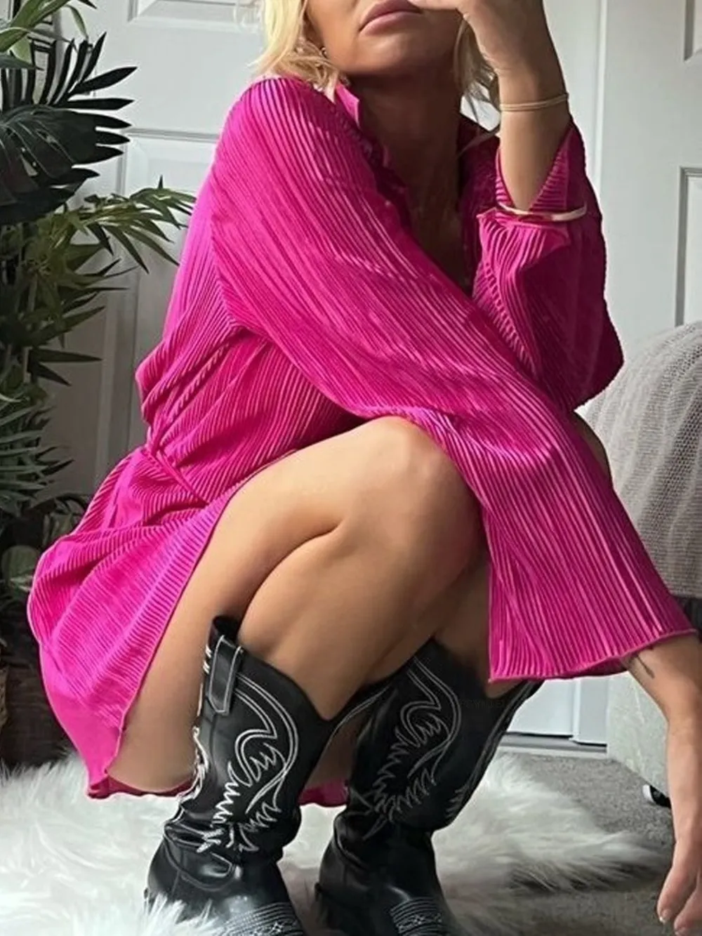 Printed Long Sleeve Mini Dress, image 12