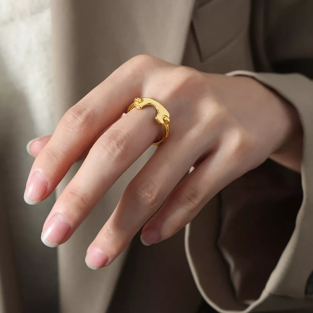 18K Gold-Plated Irregular Open Ring, image 3