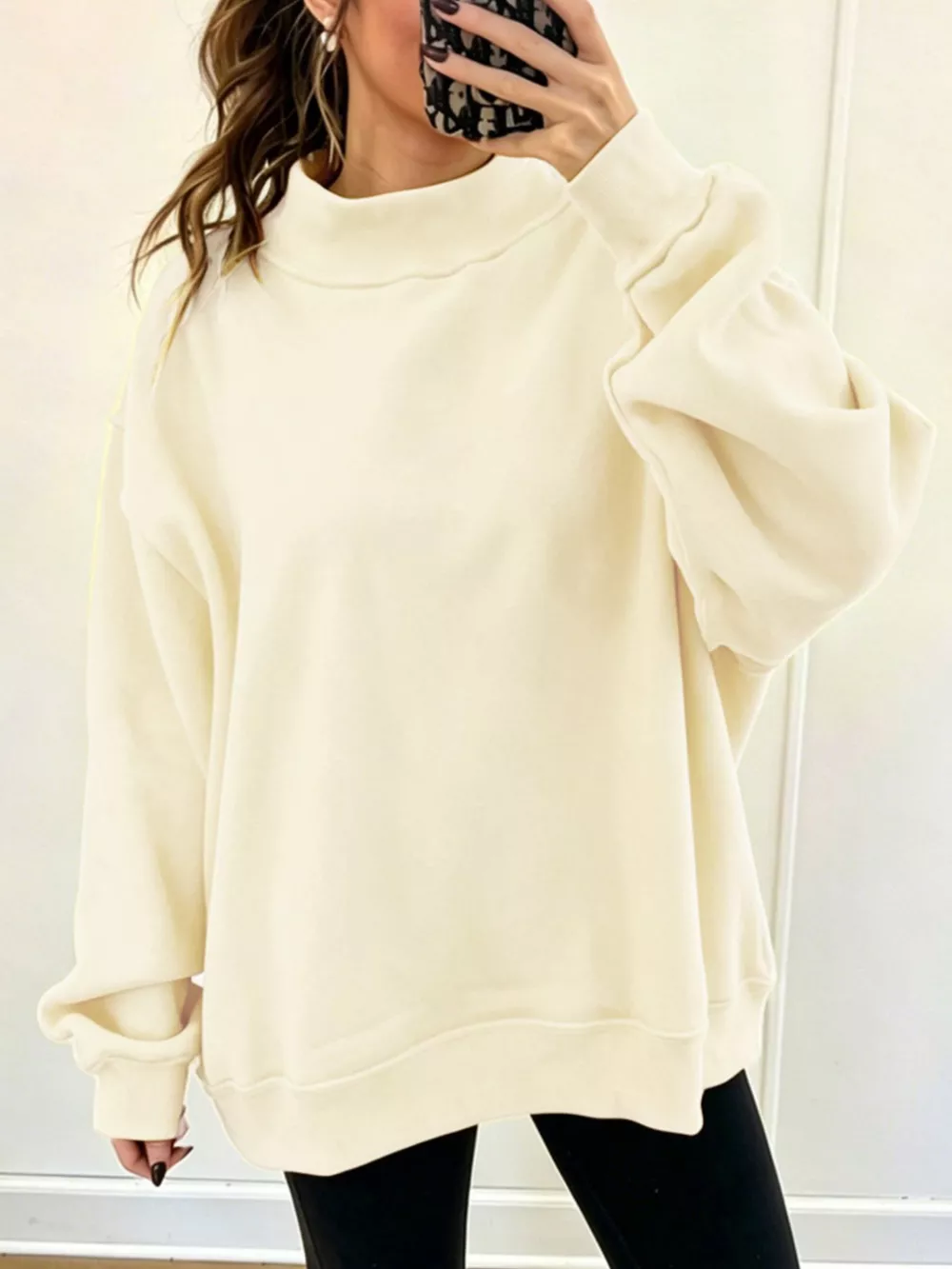 Mock Neck Dropped Shoulder Sweatshirt, image 22