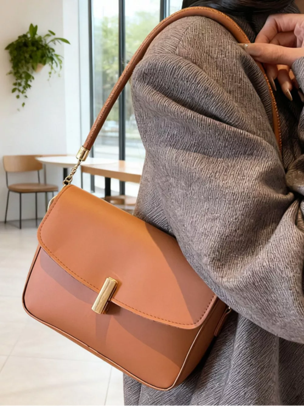 Leather Flap Shoulder Bag, image 2