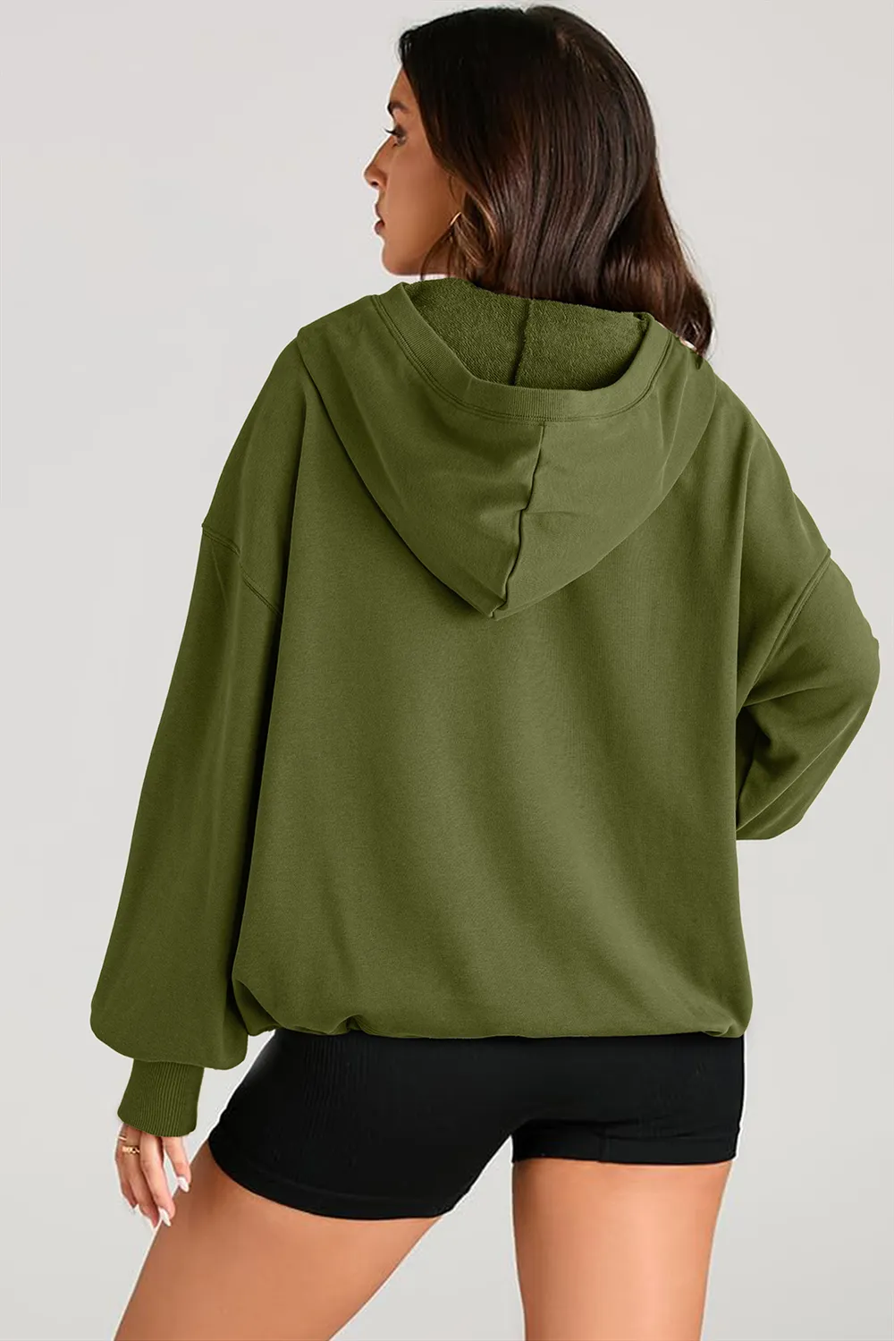 Pocketed Half Zip Long Sleeve Hoodie, image 14