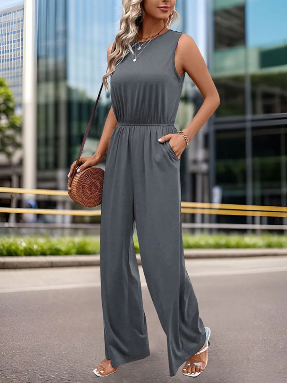 Round Neck Wide Leg Jumpsuit, image 4