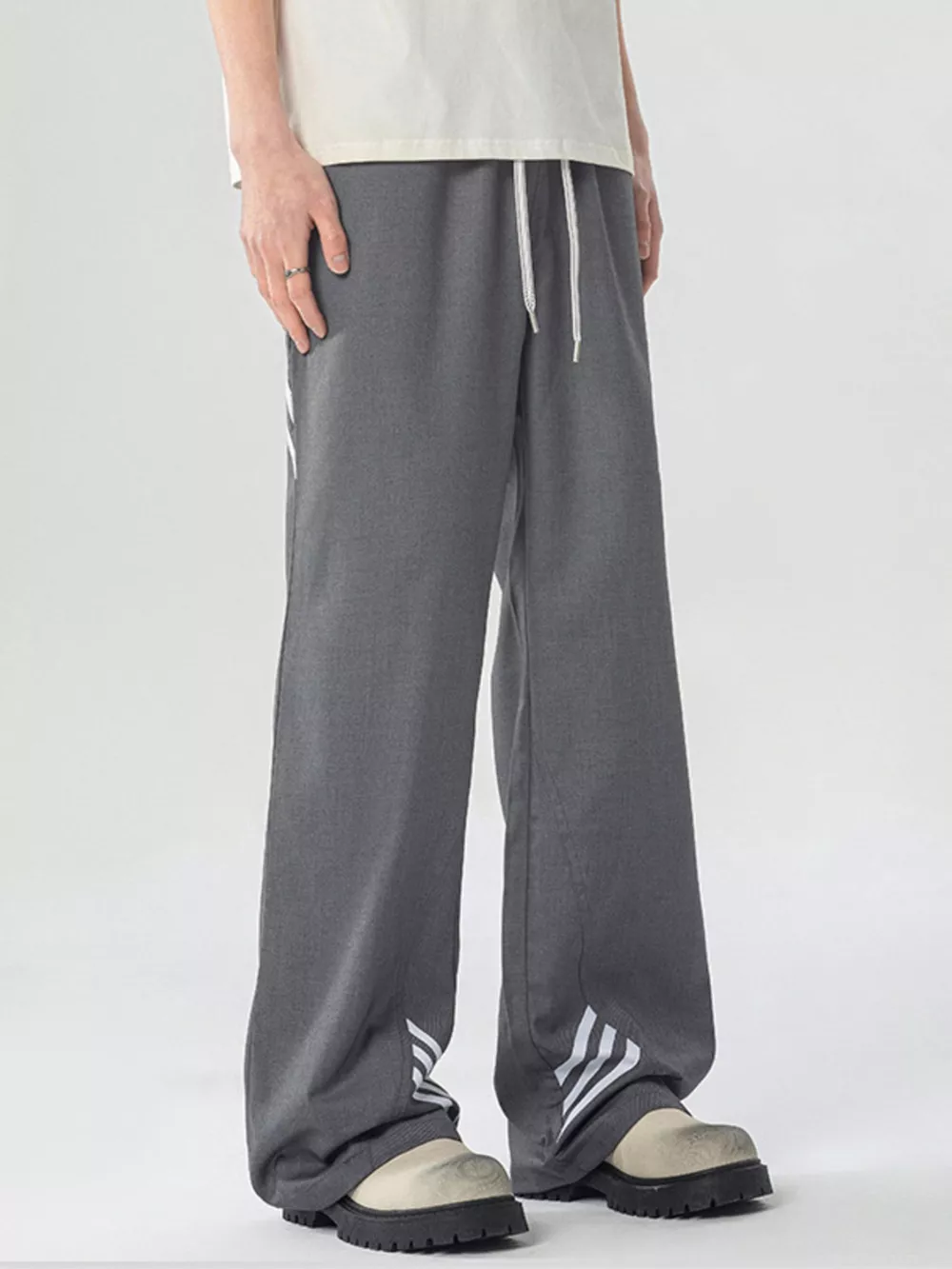 Men's Full Size Wide Leg Striped Casual Pants Plus Size, image 4