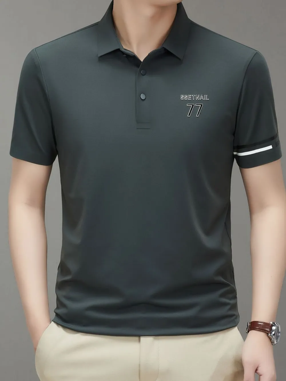 Men's Plus Size Button Detail Short Sleeve Polo, image 7
