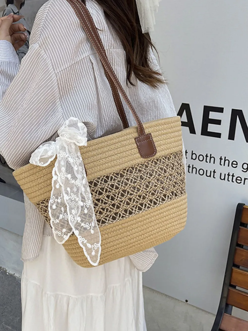 Woven Straw Shoulder Bag, image 2