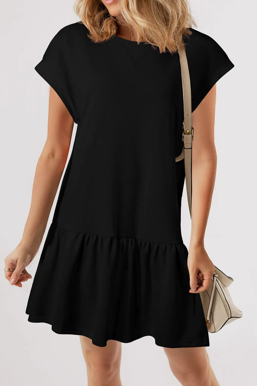 Round Neck Short Sleeve Mini Dress, image 3
