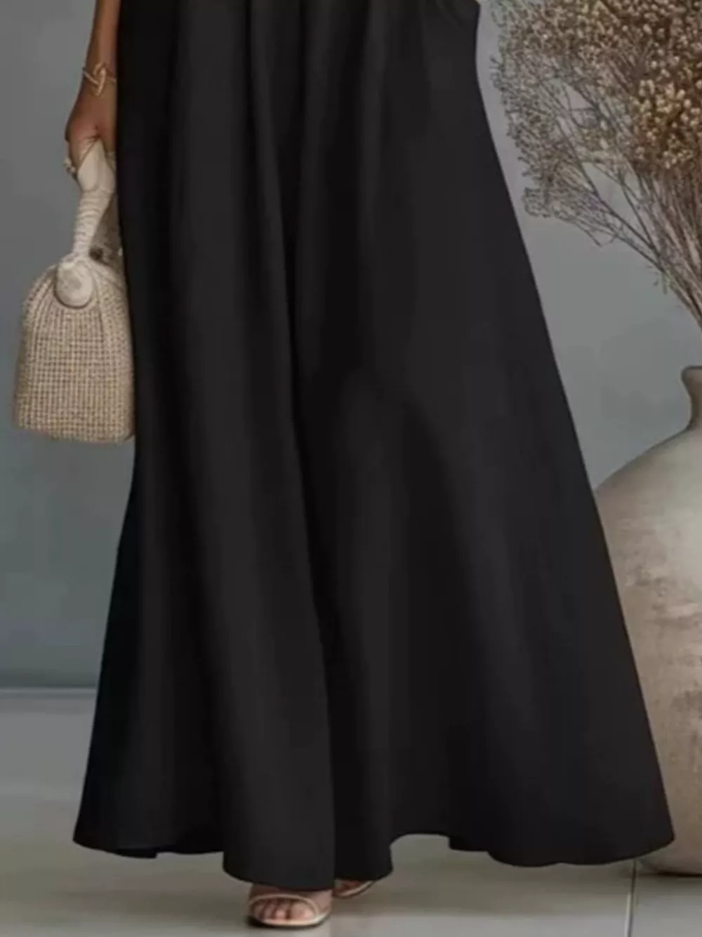 Full Size One Shoulder Top and Wide Leg Pants Set Plus Size, image 4