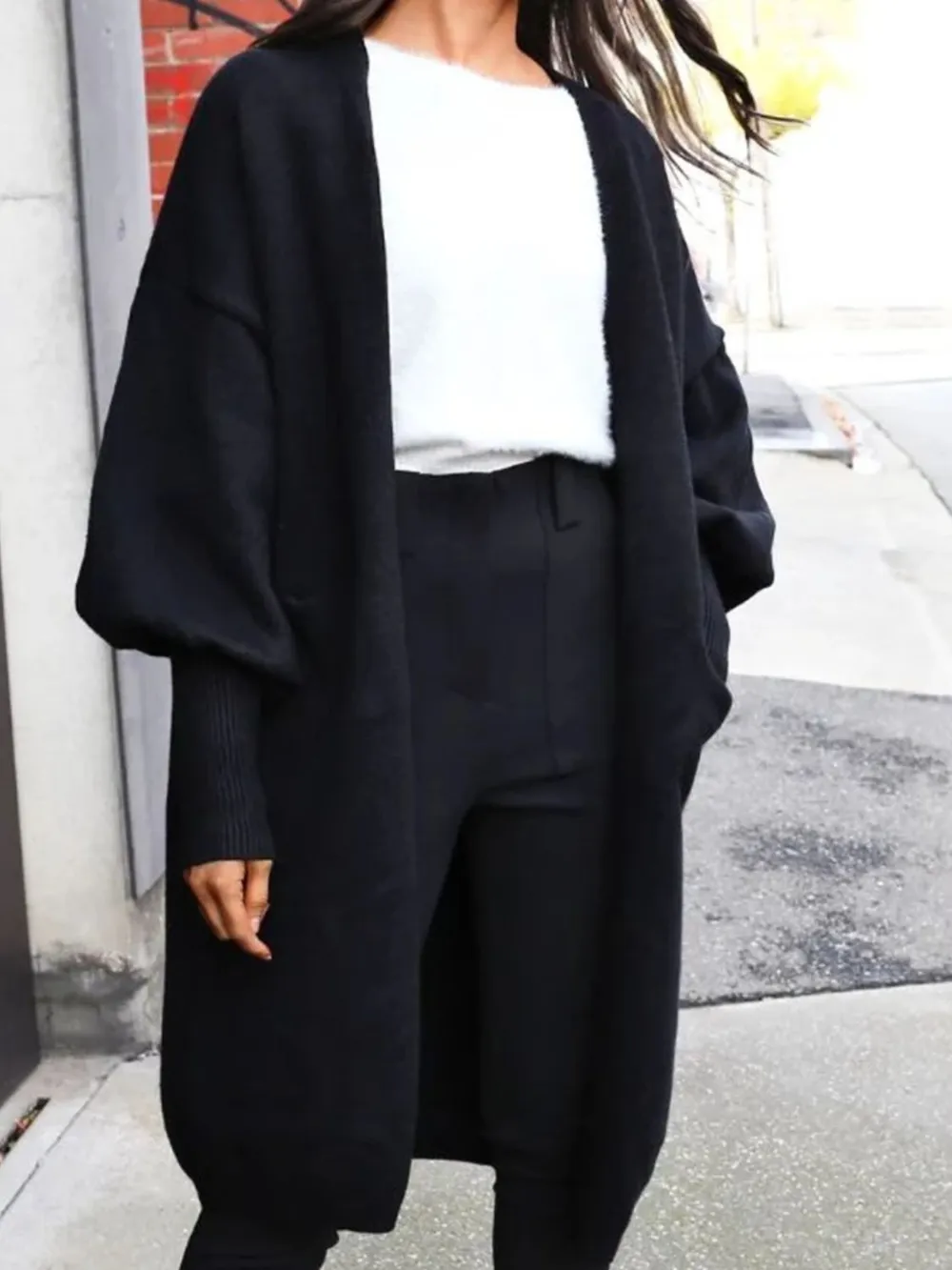 Open Front Dropped Shoulder Cardigan, image 3
