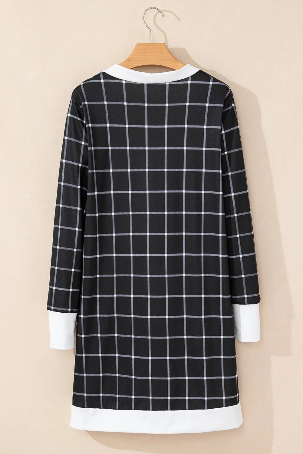 Plaid Open Front Long Sleeve Cover Up, image 4