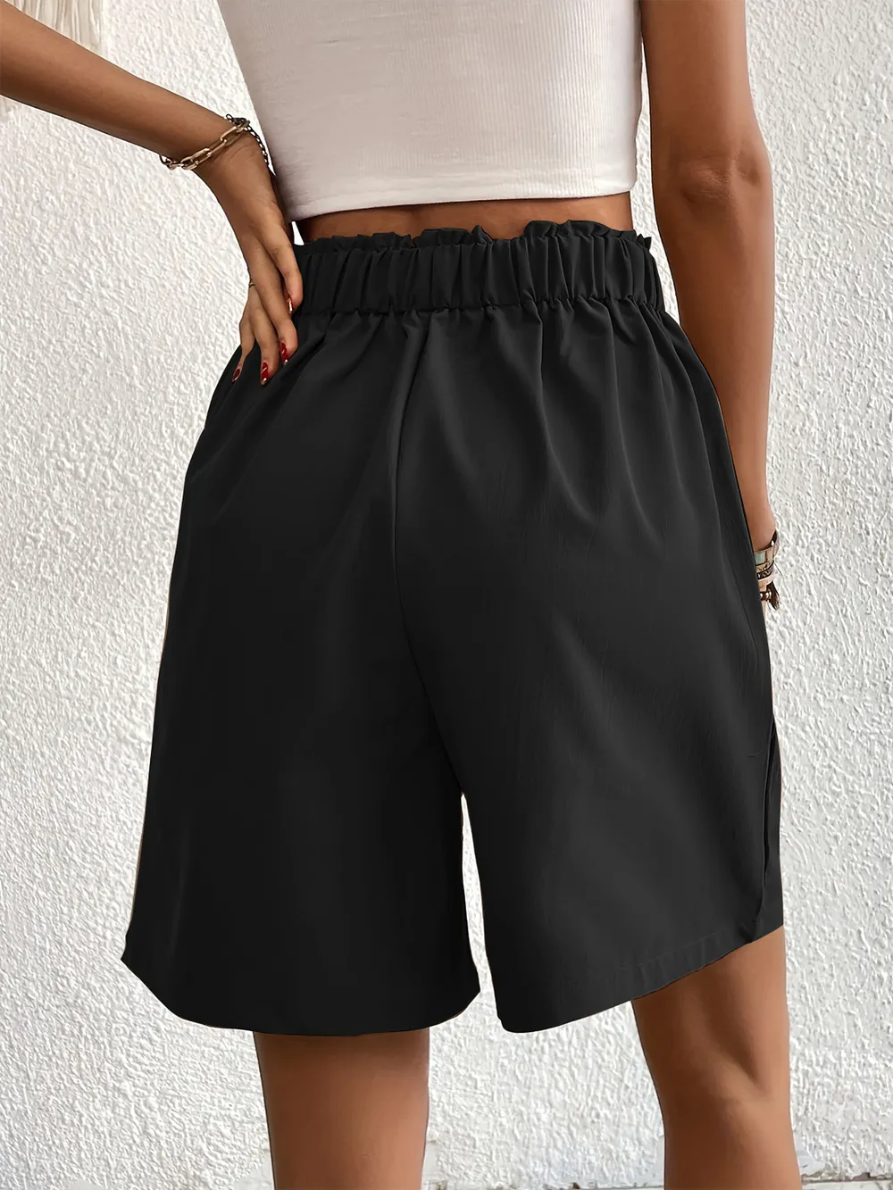 Pocketed Half Elastic Waist Shorts, image 14