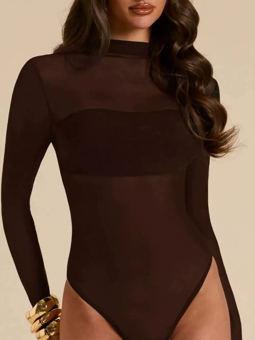Mock Neck Long Sleeve Bodysuit, image 7
