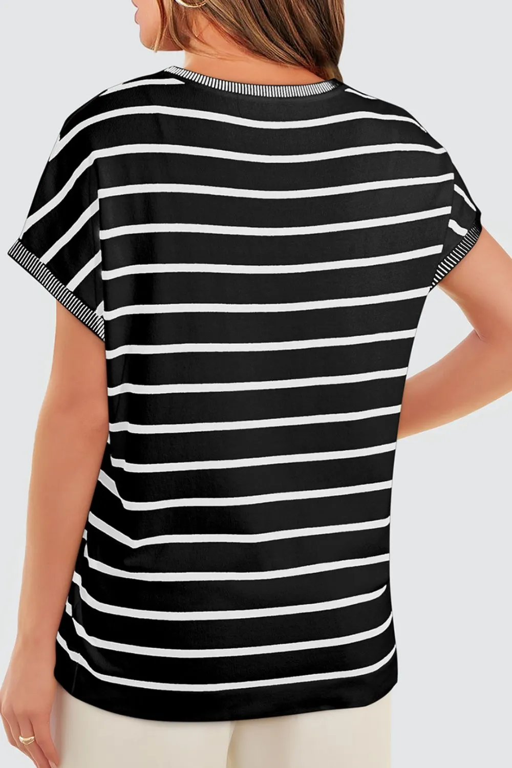 Striped Short Sleeve Knit Top, image 11