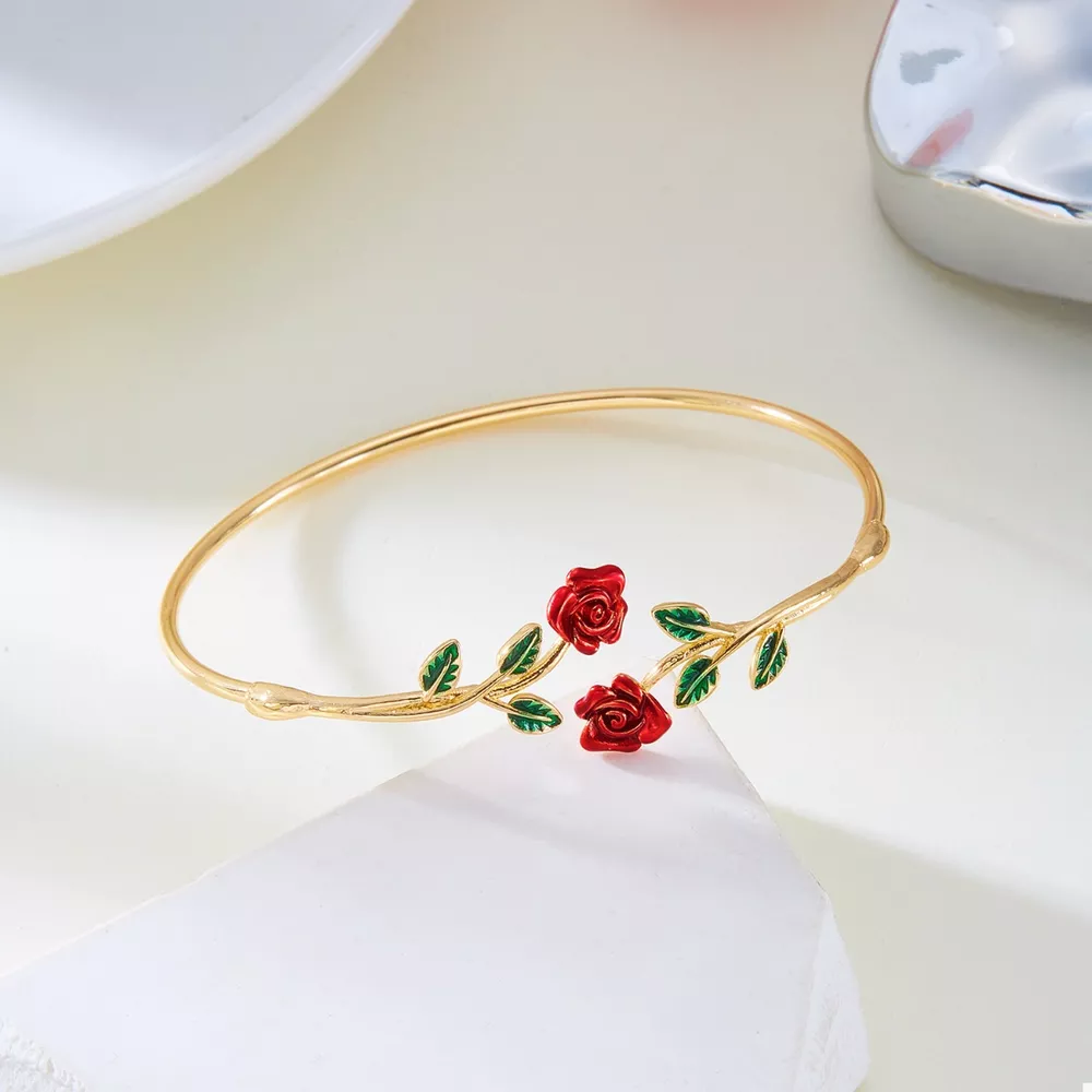 Rose Bypass Ring and Bracelet Jewelry Set, image 4