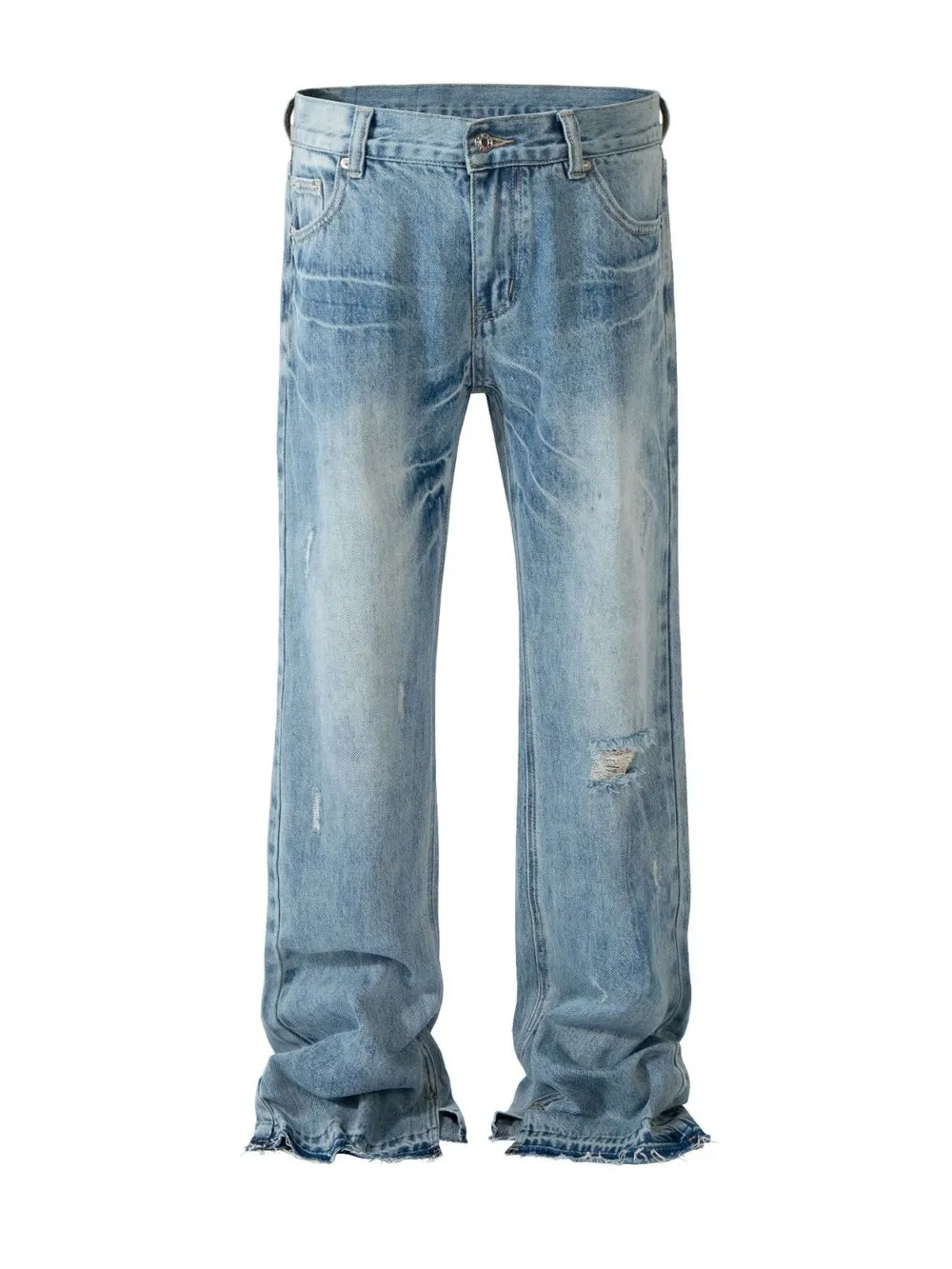 Men's Distressed Raw Hem Jeans, image 2