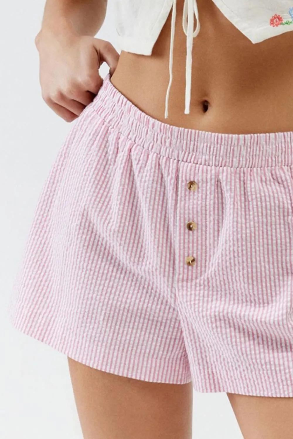 Striped Elastic Waist Shorts, image 9
