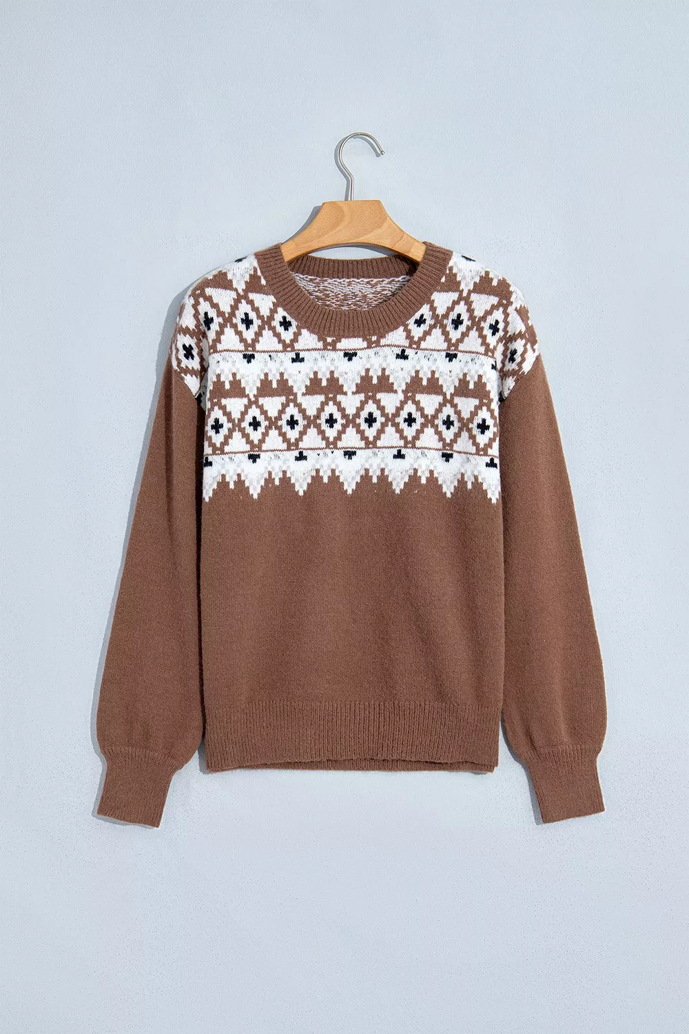 Geometric Print Drop Shoulder Casual Pullover Sweater, image 5