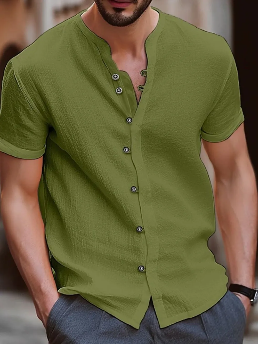 Men's Full Size Button Up Short Sleeve Shirt Plus Size, image 6