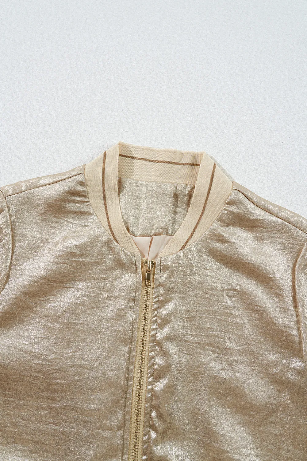 Baseball Collar Zip Up Long Sleeve Jacket, image 3