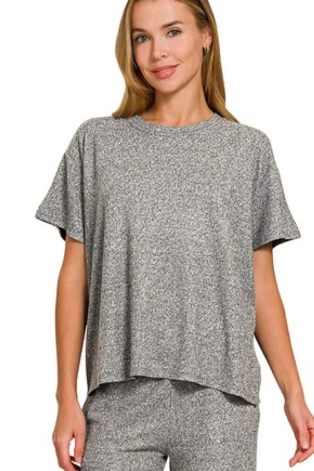 Soft Melange Short Sleeve Tee & Long Pants Set, image 3