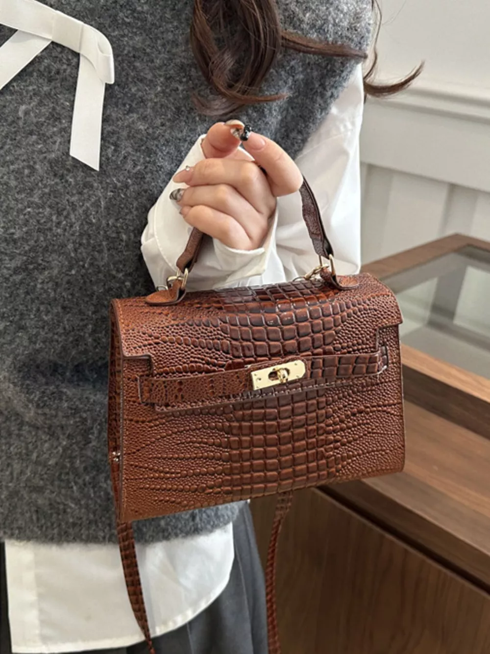 Embossed Flap Crossbody Bag, image 7