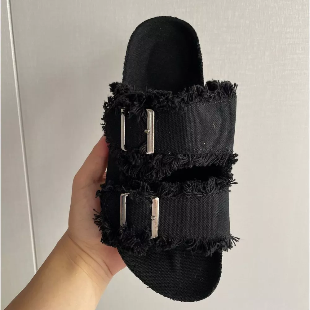 Frayed Edge Buckle Sandals, image 2